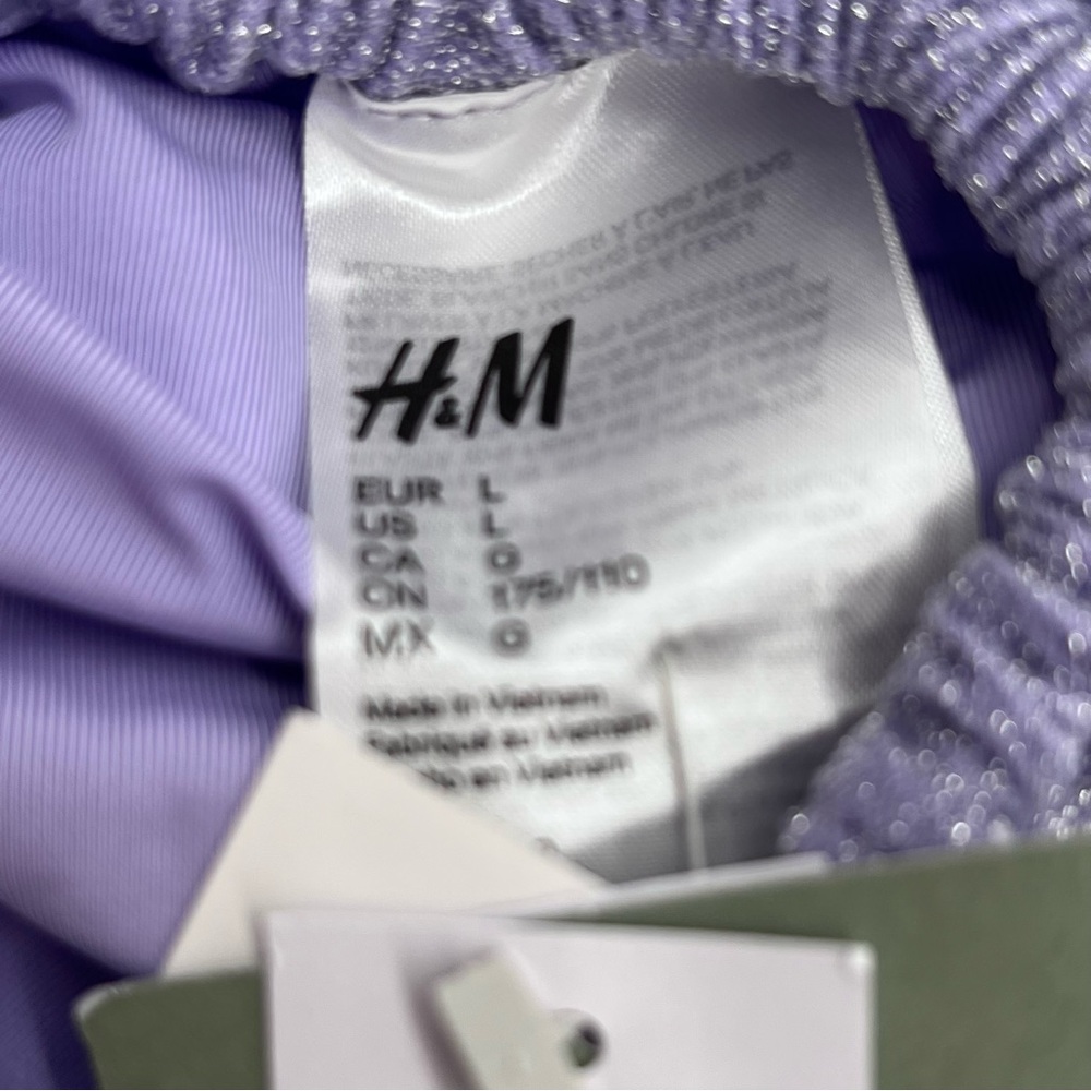 H&M Divided Lavender w/Metallic Shimmer Halter Neck/Drawstring Bikini Size XL/L - Picture 7 of 9